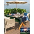 thumbnail image 5 of Outdoor Tablecloth with Umbrella Hole for Patio/Picnic/Party/Camping, Football Waterproof Table Cloth Rectangle Table Cover Washable, Goal Net Soccer Sports Orange Blue Green (60"x 120"), 5 of 9