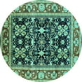 thumbnail image 1 of Ahgly Company Machine Washable Indoor Round Oriental Turquoise Blue Industrial Area Rugs, 5' Round, 1 of 4