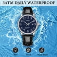 thumbnail image 3 of Watch for Men,Analog Quartz Waterproof Wristwatch with Date and Leather Band,Casual Fashion Mens Watches Gift for Man, 3 of 8