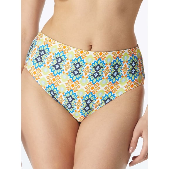 Grecian Tile Verso High-Waist Reversible Bikini Bottom Swimsuit