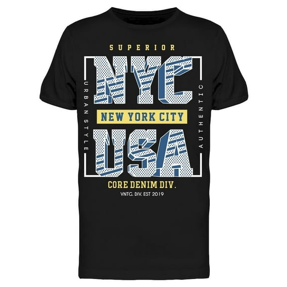Nyc Usa Denim T-Shirt Men -Image by Shutterstock, Male 3X-Large
