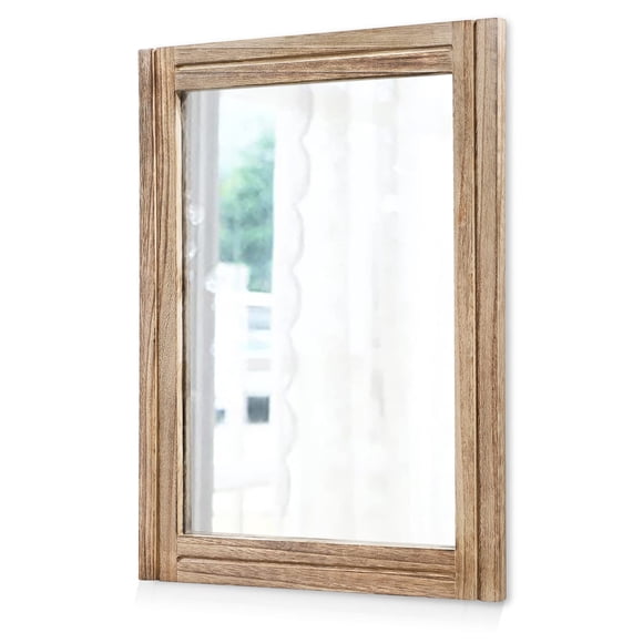 AAZZKANG Rustic Mirrors for Wall Rectangle Wood Frame Mirror Farmhouse Bedroom Bathroom Decorative Mirror