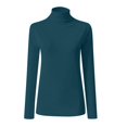 thumbnail image 5 of Lumtrix Women's Mock Turtle Neck Long Sleeve T Shirts Basic Lightweight Stretch Slim Fitted Tops Fall & Winter for Underwear Soft Casual Tops Dark Blue M, 5 of 5