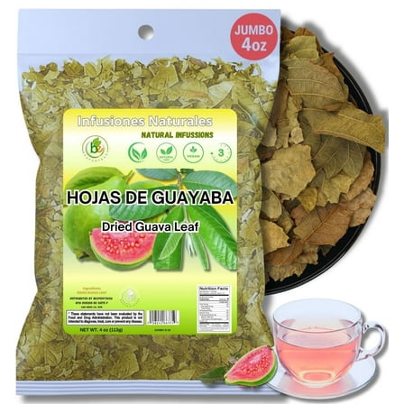 Hojas de Guayaba Té (Whole Dried Guava Leaf Tea) - 4oz (113g) | Crafted by Nature | Wildcrafted | 100% Natural Loose Leaf Tea | Non-GMO | Caffeine-Free | Vegan