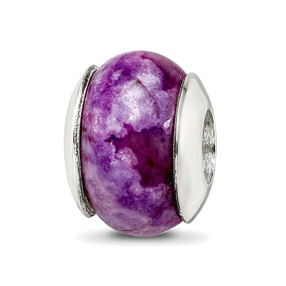 925 Sterling Silver Polished Oxidized Reflections Purple Magnesite Stone Bead Charm 10.91x8.18mm Wide Pendant Necklace f