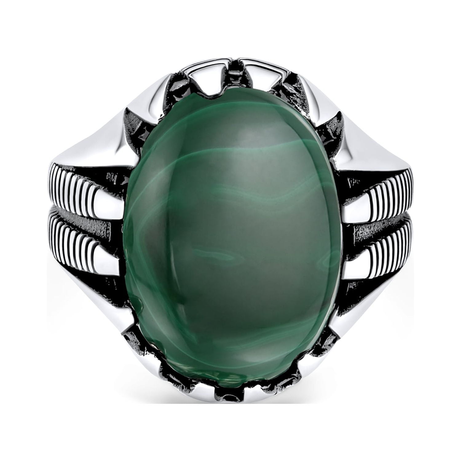 Smiley face — Green jade signet ring | seree
