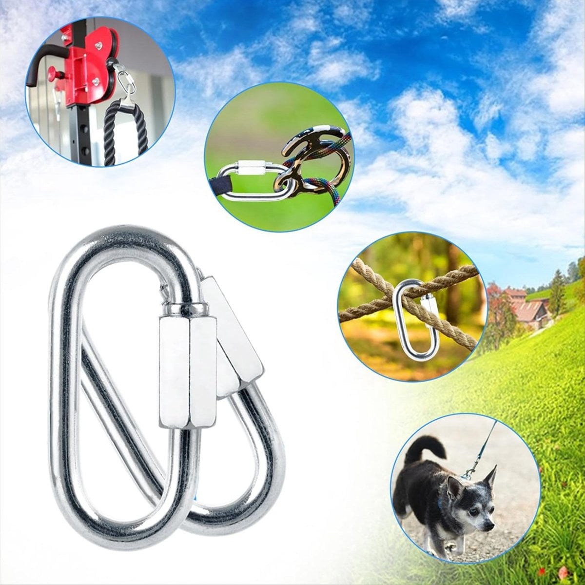 60Pcs Carabiner M6 Quick Link 6mm Chain Link, Heavy Duty Quick Link