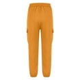 thumbnail image 6 of LIJCC Girls' Solid Color Cargo Pants Summer Fashion Elastic High Waist Wide Leg Baggy Multi-Pocket Cargo Sweatpants Casual Jogger(Orange,9-10 Years), 6 of 6