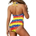 thumbnail image 5 of FKELYI Vintage Venezuela Flag Star Print Women Swimsuits One Piece Bikini Swimwear Halter Bathing Suits with Soft Pad Polyester Beachwear Tummy Control Monokini for Ladies Summer, L, 5 of 7