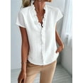 thumbnail image 4 of Women'S Casual V Neck Ruffle Short Sleeve Summer Tank Tops Shirts White L, 4 of 8