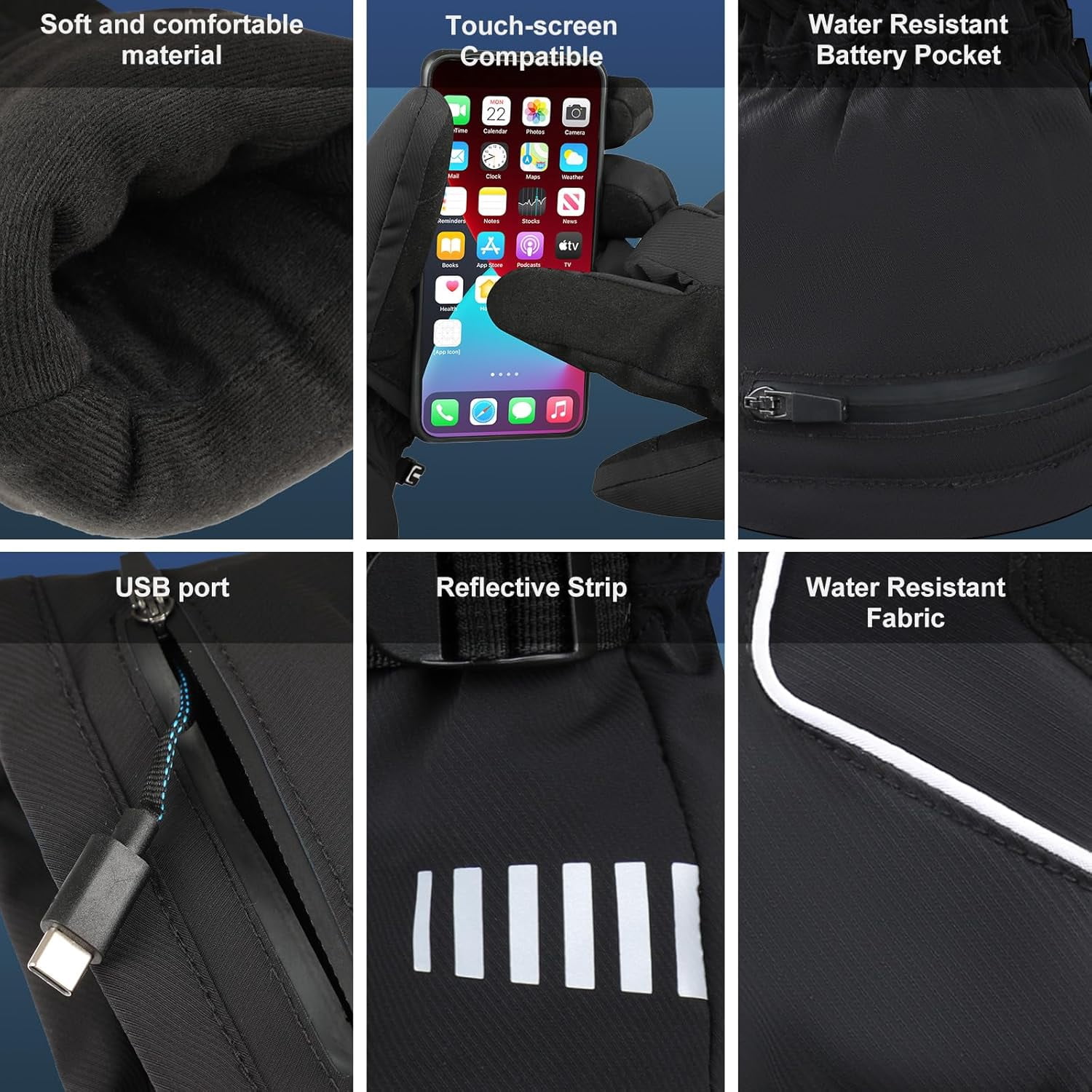 SAVIOR Rechargeable Heated Gloves for Men & Women, 3-Level Temperature Control, Touchscreen, Waterproof and Warm, Ideal for Cycling, Skiing, Skating, Hiking