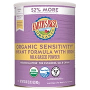 (4 pack) Earth's Best Organic Sensitivity Powder Baby Formula with Iron DHA & ARA, 32 oz Canister