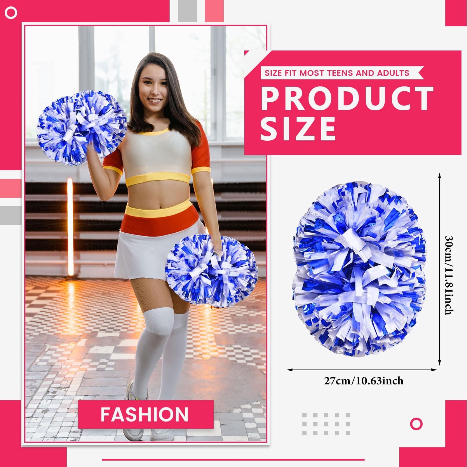 8 Pcs Cheerleading poms,pom poms Cheerleading with Handle Style Cheer Pom Pomsfor Dance, Matches, Team Spirit Sports