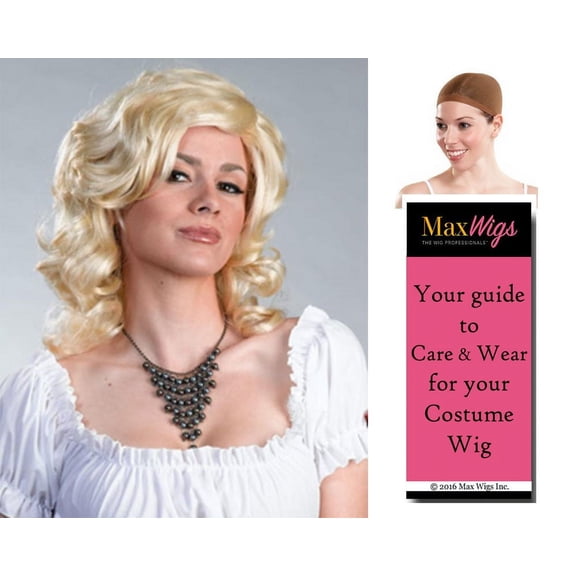 Nicole Anna Smith Color Blonde - Enigma Wigs Women's Long Wavy Full Movie Star Model Bundle with Wig Cap, MaxWigs Costume Wig Care Guide