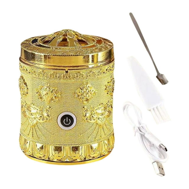 Quemador de incienso eléctrico, decoración para el hogar, fragancia, recargable por USB, regalo de inauguración de la casa Dorado