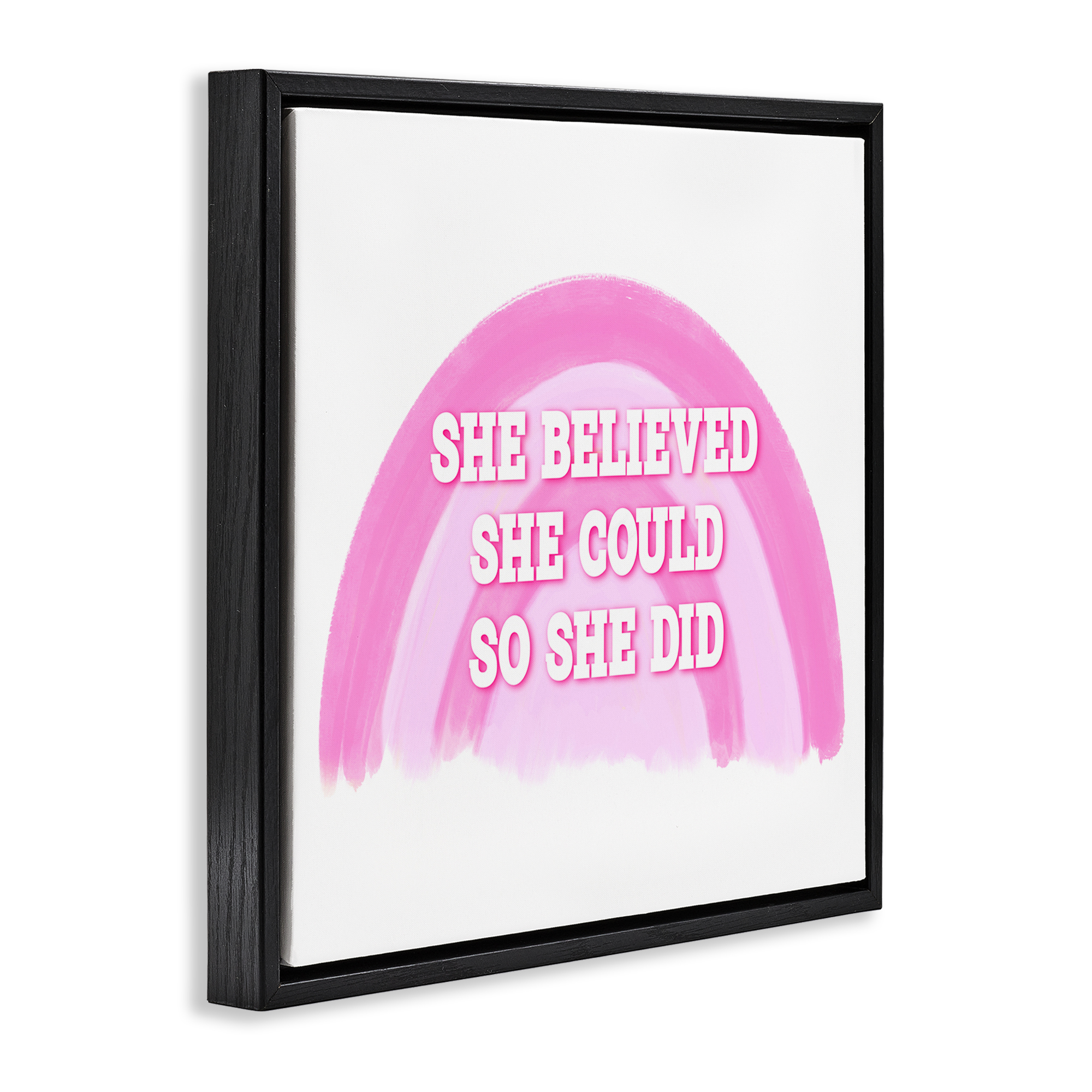 Stupell Industries Believed She Could Text & Numbers Painting Black Floater Framed Canvas Art Print Wall Art, 25 x 25