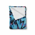 thumbnail image 2 of Abstract Soft Flannel Fleece Throw Blanket, Trippy Neon in Contrast with Grunge Digital Effects Illustration, Cozy Plush for Indoor and Outdoor Use, 60" x 80", Sky Blue Black Pink, by Ambesonne, 2 of 6