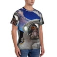 thumbnail image 2 of Bixox Men's Astronaut in Outer Space Printed Short Sleeve Skinny Athletic T-Shirt, 2 of 6