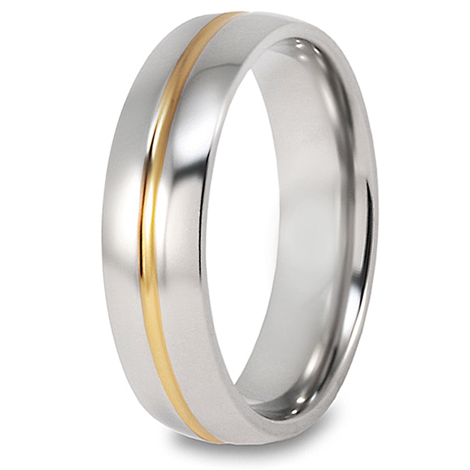 Beautiful Titanium Yellow IP-plated Grooved 6mm Polished Band