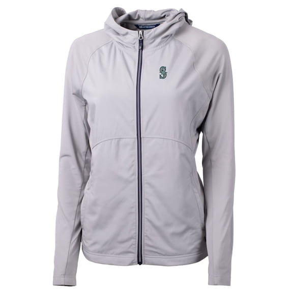 Women's Cutter & Buck Gray Seattle Mariners Adapt Eco Knit Full-Zip Jacket