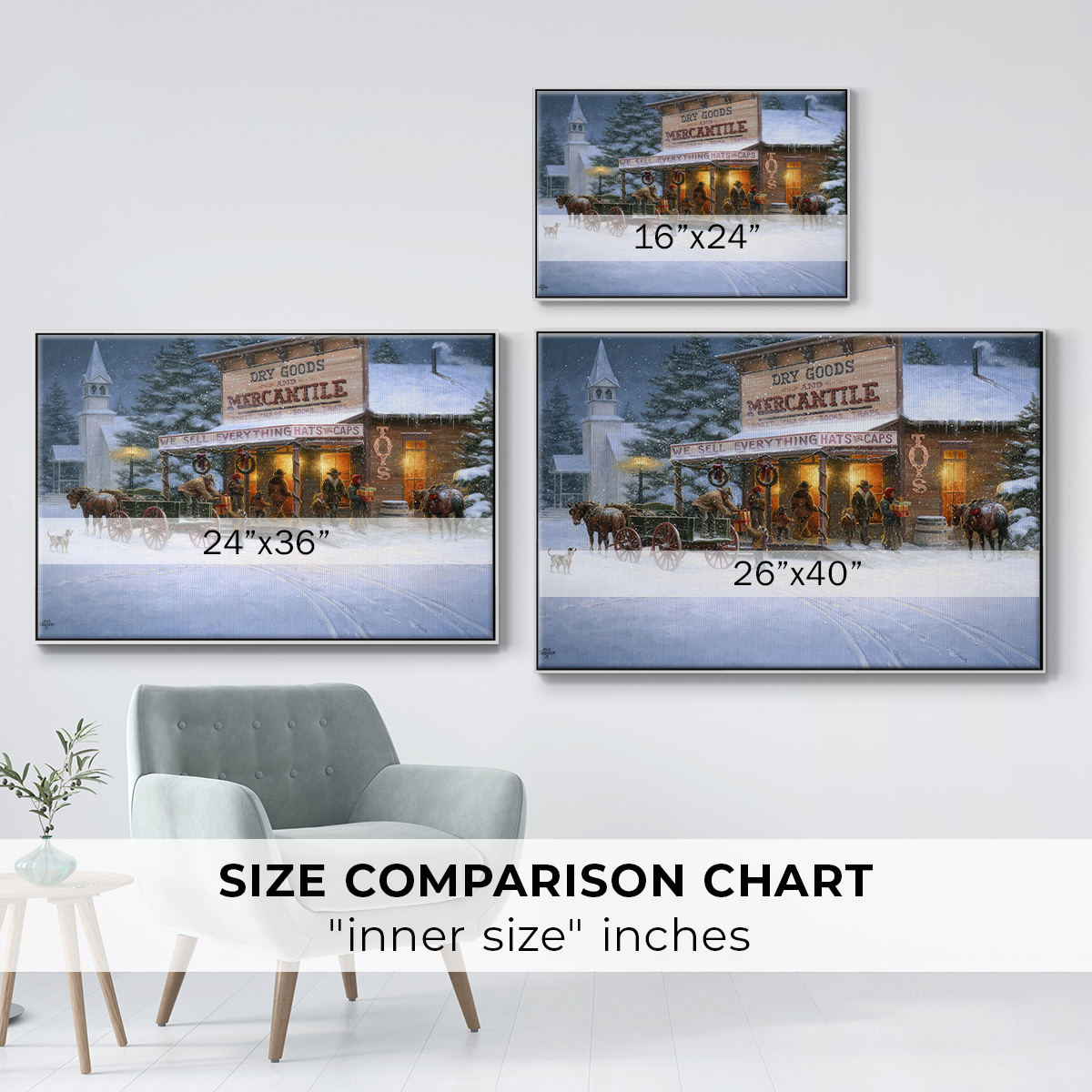Christmas Wishes - Framed Gallery Wrapped Holiday Canvas - 25 x 37 - White Frame