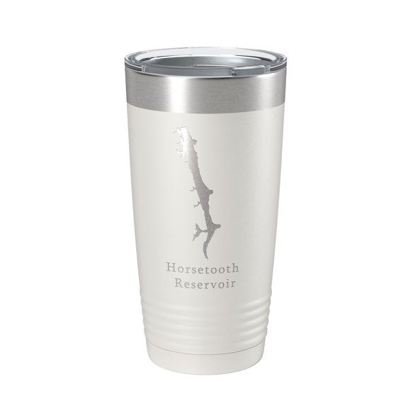 Horsetooth Reservoir Tumbler Lake Map Travel Mug Insulated Laser Engraved Coffee Cup Colorado 20 oz White