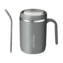 geerera Coffee Mug with Handle, Insulated Stainless Steel Travel Mug, Double Wall Vacuum Reusable Tea Cup with Lid and straw, for Men and Women