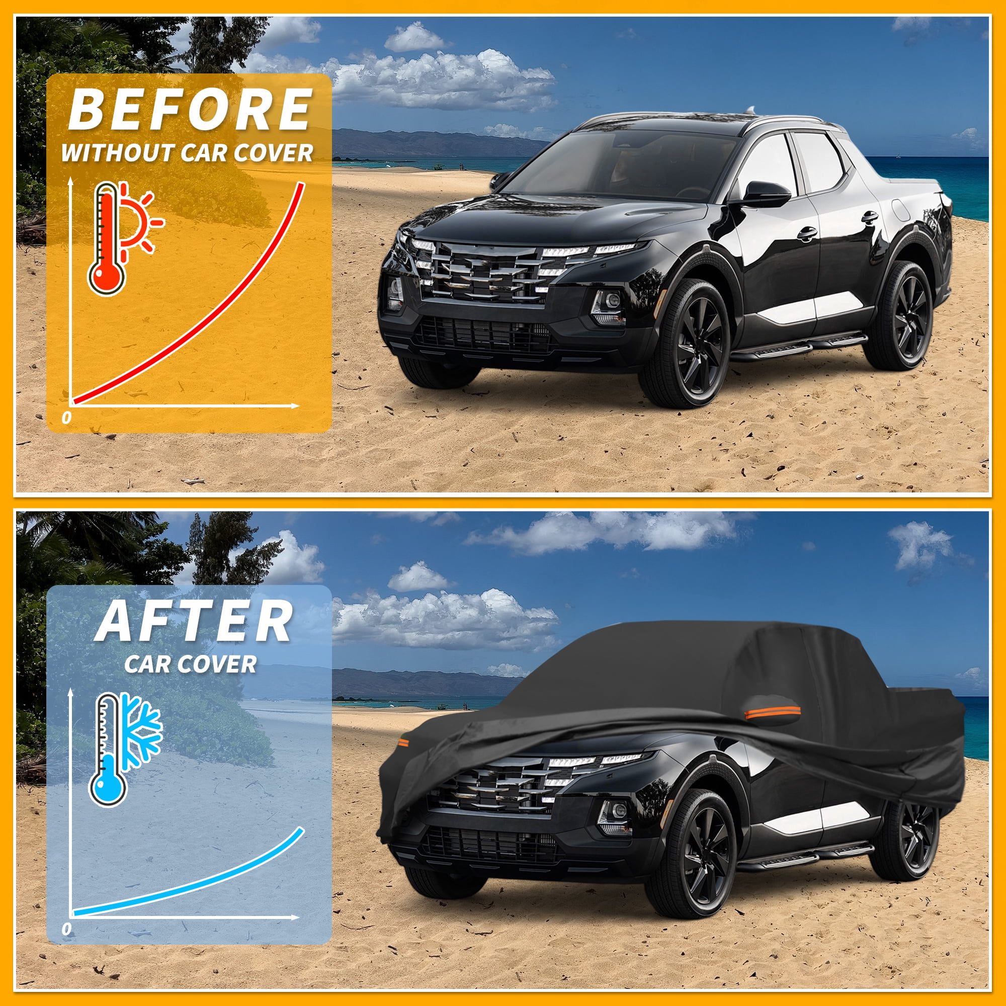 Unique Bargains Durable Waterproof Car Cover Black ["for Hyundai Santa Cruz"]