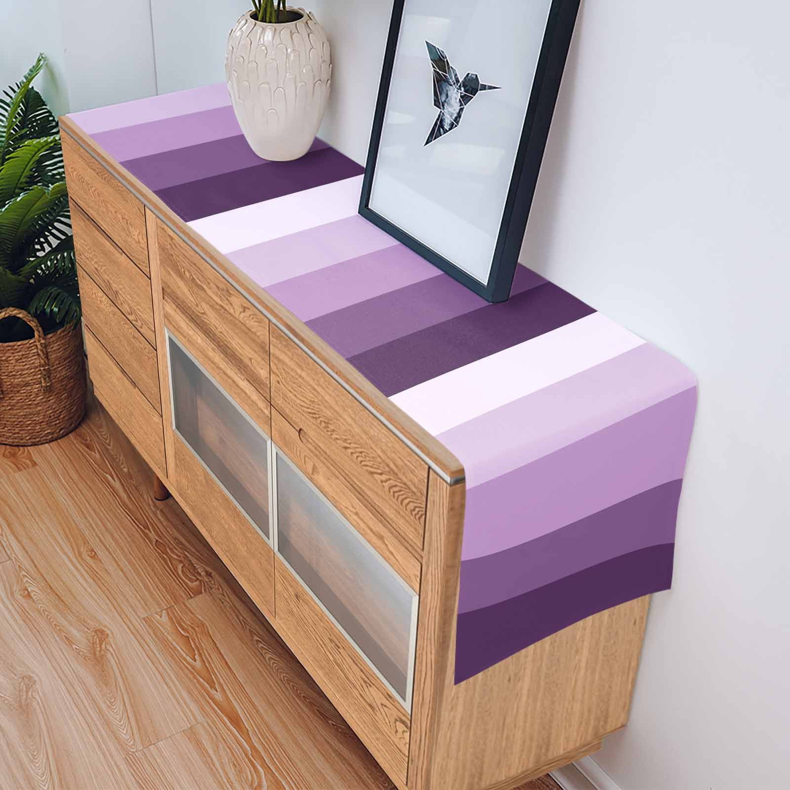 Table Runner Ombre Purple Stripes Table Decoration for Kitchen Dinning Gradient Color Table Decoration for Indoor Outdoor Party Wedding Decor 13x90inch