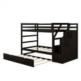thumbnail image 4 of Twin Over Twin Bunk Bed, Wooden Bunk Bed with Twin Size Trundle and Ladder for Kids Teens Toddler, Space Saving Design Bed Frame with 3 Storage Stairs and Guardrails, No Box Spring Needed, Espresso, 4 of 7