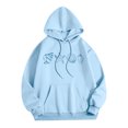 thumbnail image 1 of Pink Palm Puff Hoodie Filles Femmes Chandail à Capuche Palm Puff Imprimé Graphique Rétro Confortable en Polaire avec Poche Manches Longues Chandail Décontracté TKing Fashion Bleu Ciel S, 1 of 3