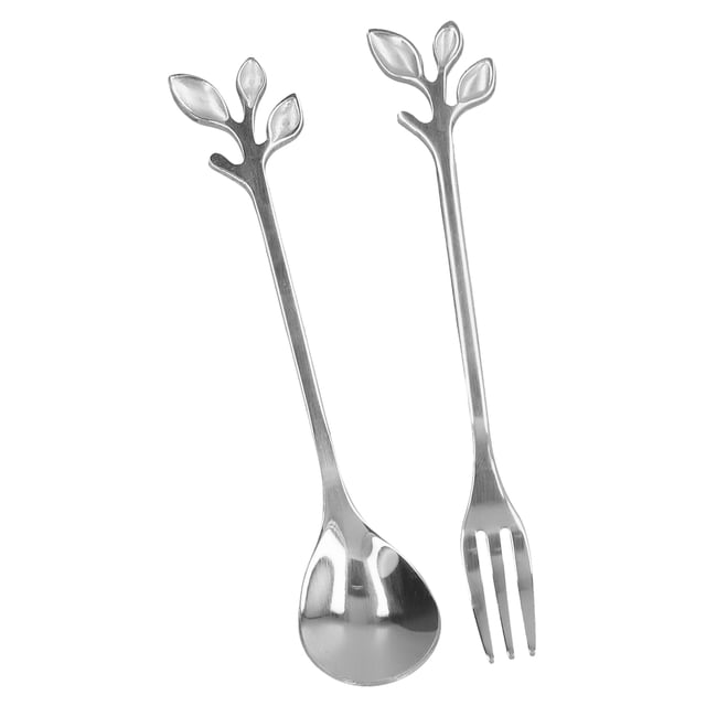 Cuchara del desierto, tenedor de acero inoxidable, cuchara para mezclar, juego de cuchara y tenedor de hoja, diseño a prueba de futuro