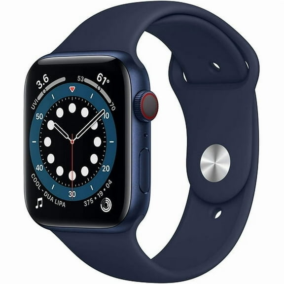 Restored Apple Watch Series 6 GPS   LTE w/ 44MM Blue Aluminum Case & Deep Navy Sport Band (Refurbished)