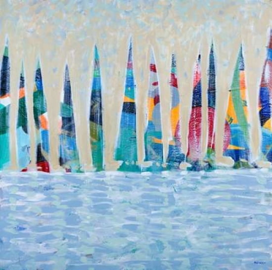 Dozen Colorful Boats Canvas Art - Dan Meneely(24X24)