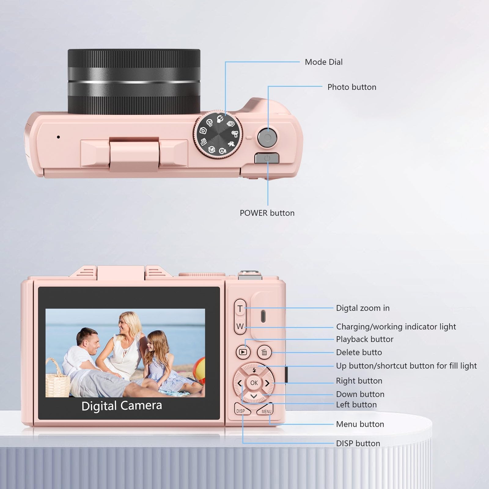 KLIOMAX 5K 75MP Digital Camera with WiFi, Autofocus, 3" Flip Screen & 18X Zoom – Compact Vlogging Camera for Photography & Video, Starter Kit (Pink)