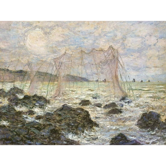 Fishing Nets At Pourville-Monet - CANVAS OR FINE PRINT WALL ART