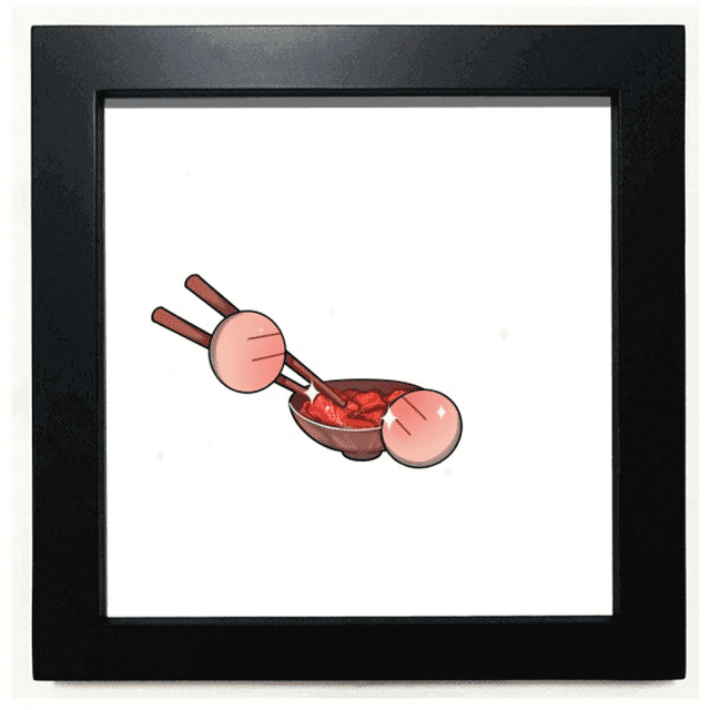 Korea Pickled Cabbage Food Black Square Frame Picture Wall Tabletop