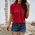 thumbnail image 6 of Xihbxyly Women's T Shirts Summer Casual Short Sleeve Loose Tee Tops Crew Neck T-Shirt Fashion Basic Tunic Tops Solid Color Blouse, 6 of 7