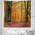 thumbnail image 1 of Autumn Tapestry, Fall Forest Shady Deciduous Trees and Faded Leaf Magic Woodland Picture, Fabric Wall Hanging Decor for Bedroom Living Room Dorm, 5 Sizes, Apricot Brown Red, by Ambesonne, 1 of 1