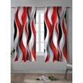 thumbnail image 4 of Red Black Grey Curtains 63 Inch Length, Sheer Curtains for Bedroom Living Room Window Moire Modern Artwork Abstract Rod Pocket Voile Drapes Kitchen Curtains Small Half Window 42"x63" 2 Panels, 4 of 6
