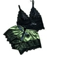 thumbnail image 2 of Aueoeo Pajama Set For Women Lace Cami Top And Lace Trim Shorts 2 Piece Set Nightwear Suits Trendy Sleepwear Army Green L, 2 of 3