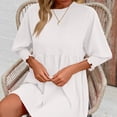 thumbnail image 7 of YUHAOTIN Female Leather Dress for women's Midi Dress Long Sleeve Sleeve Shirred Bodice Floral Dress for Fall Party Beach Spring Dresses for Wedding Guest Holiday Dresses for Women 2024, 7 of 7