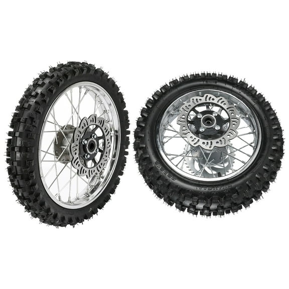 14" and 12" Wheel Assembly, Front 60/100-14 & Rear 80/100-12 Dirt Bike Tire with Rim   Brake Disc & 420 Sprocket 12mm Bearing for Pit Bike Off Road 70cc 90cc SSR 110cc Apollo RFZ 125 KX65