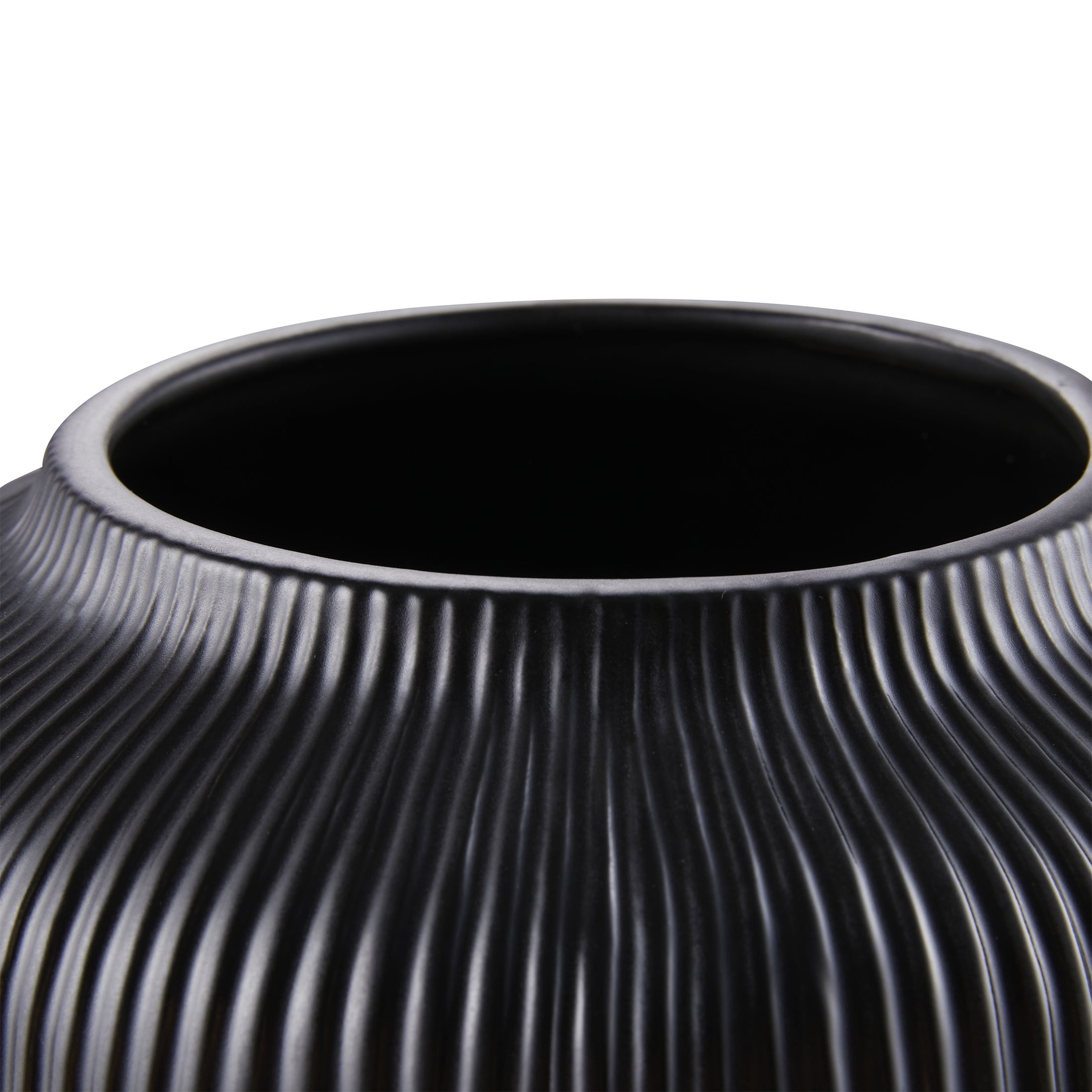 My Texas House 2-Pack, 5" Black Textured Stripe Round Stoneware Vase