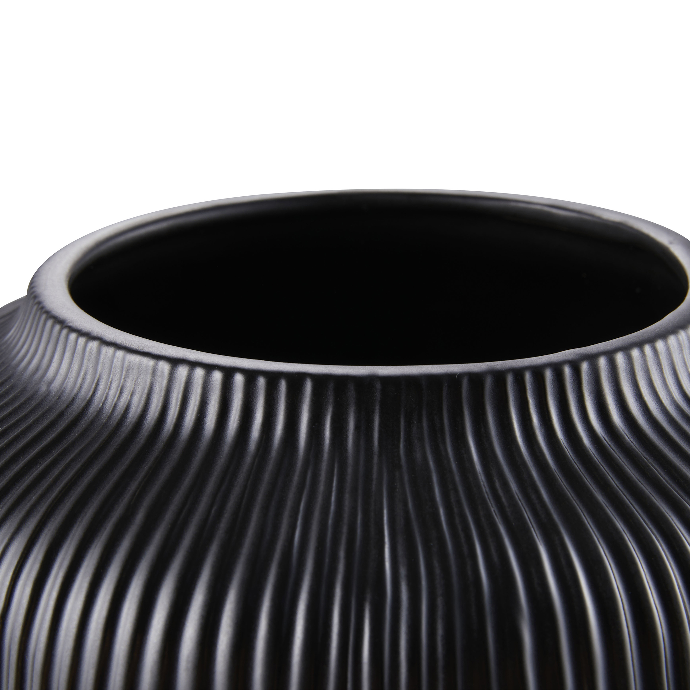 My Texas House 5" Black Textured Stripe Round Stoneware Vase - image 2 of 5