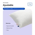 thumbnail image 2 of Almohada Ajustable Suave Luuna, 2 Pack, Relleno 100% Memory Foam Triturado Ajustable, Funda Lavable, blanco Estándar, 2 of 9