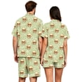 thumbnail image 4 of Couples Matching Pajama Sets 2 Piece Short Sleeve Button Down Pjs Soft Lightweight Breathable Sleepwear for Men Women Halloween Skull Print with Lapel Collar Light Green XL, 4 of 4