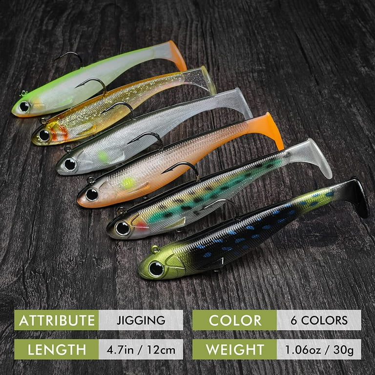 Paddle Tail Swimbaits for Bass Fishing, Shad or Tadpole Lure with Spinner,  Premium Fishing Bait for Saltwater Freshwater, Trout Crappie Fishing