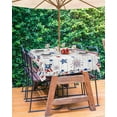 thumbnail image 3 of 4th of July Outdoor Tablecloth with Umbrella Hole and Zipper Patriotic Stars Fireworks Tablecloths 60x120 Waterproof Table Cloths USA Flag Wood Grain Patio Table Cloth Cover for Independence Day Party, 3 of 6