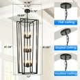 thumbnail image 4 of LovingAHome 12-Light  Farmhouse Lantern Pendant Light Long Chandeliers for High Ceilings Foyer Pendant, Black, 4 of 7